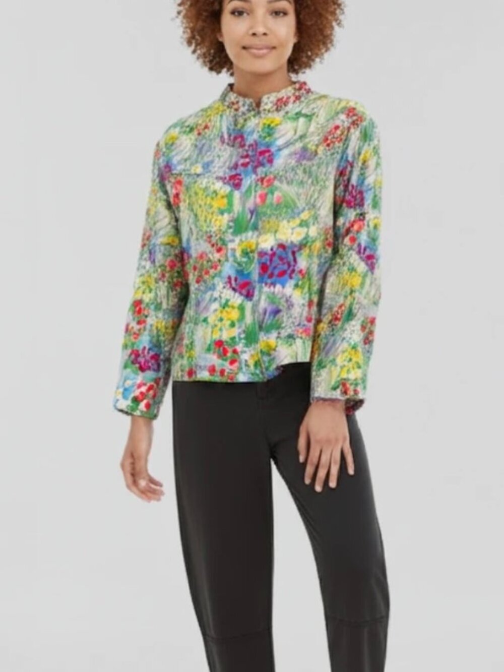 Tail 90s Vintage Windbreaker Jacket Watercolor Garden Floral Print Size L